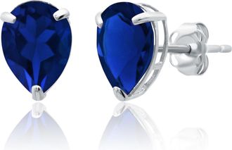 MAX + STONE 14k Yellow or White Gold Teardrop 8mm Gemstone Pear Shape Stud Earrings