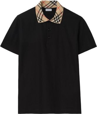Burberry Check-collar Cotton Polo Shirt