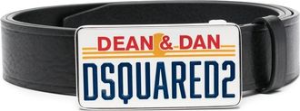 Dsquared2 logo-plaque leather belt - men - Calf Leather - 90 - Black