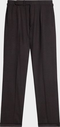 Dunhill Men & apos;s Wool Flannel Single-Pleated Trousers