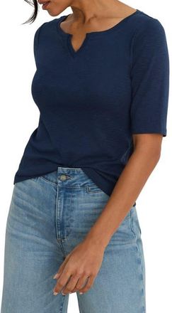 Nic+Zoe Elbow Sleeve Notch Neck T-Shirt in Rich Indigo at Nordstrom, Size Xx-Large
