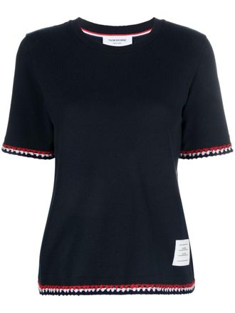 Thom Browne T-shirt con banda RWB - Blu