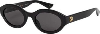 Gucci Rechthoekige Zonnebril - Dames - Zonnebrillen - Zwart - 53 MM - Accessoires