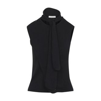 Christophe Lemaire Tops, Dames, Zwart, XS, Wol, Asymmetrische Vest