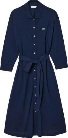 Lacoste Dames Piqu&eacute; Poloshirt Jurk met 3/4 Mouwen (Marineblauw)