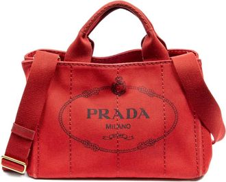 Prada Borsa tote Canapa piccola - Rosso