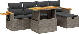 vidaXL Vidaxl - Set De Muebles De Jard&iacute;n 6 Pzas Y Cojines Rat&aacute;n Sint&eacute;tico Gris