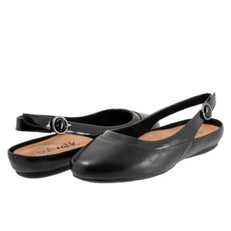 Softwalk Softwalk Sheffield Flats Womens N Black Arch Support Slingback ZOGG3786