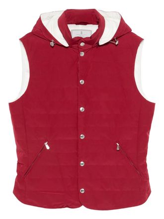 Brunello Cucinelli hooded zipped gilet - Rood