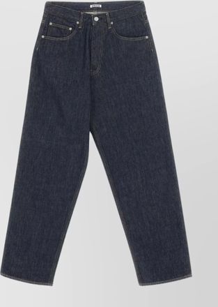 Auralee wide leg denim trousers with contrast stitching