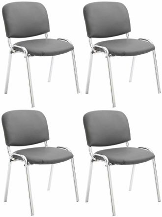 Clp Set De 4 Sillas Ken Cromadas En Polipiel Gris