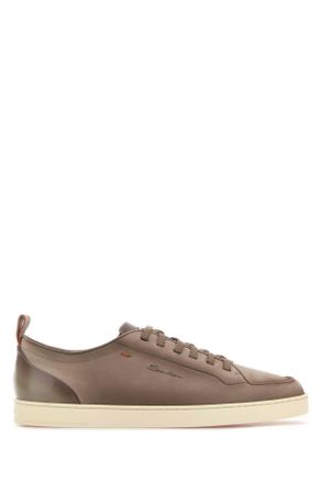 Santoni Dove Grey Leather Montecarlo Sneakers