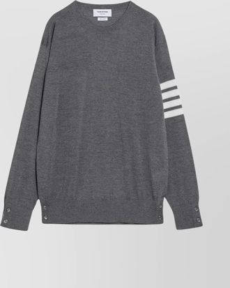 Thom Browne striped sleeve wool sweater with ribbed cuffs