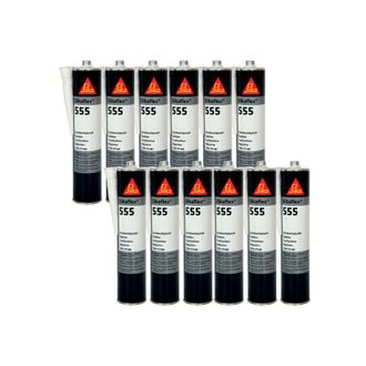 Sika Sika - Juego De 12 Adhesivos De Acristalamiento Flex 555 - Negro - 300ml