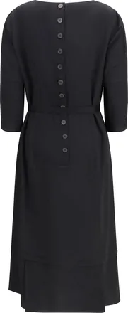 Prada Womens Wool And Silk Midi Dress Nero Acetate