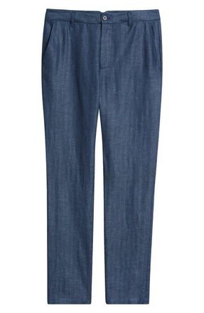 Bugatchi Linen Herringbone Chinos in Navy at Nordstrom, Size 35 X 7