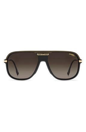 Carrera C Sport 17/S 60mm Rectangular Aviator Sunglasses in Matte Black Gold/brown Sf at Nordstrom