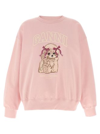 Ganni Front Print Sweatshirt Pink