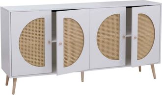 Hhg [nunca Usado] Aparador Hhg-894, Armario Con Puertas, Cajonera, Compartimentos De Almacenamiento, Polirrat&aacute;n, Mdf, Melamina, 80 X 160 X 40 Cm, Blanco