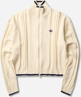 adidas Women s Cable Knit Firebird Track Top Warm Vanilla