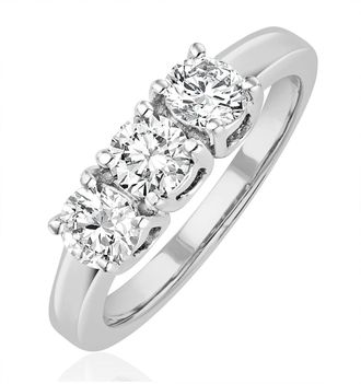 The Diamond Store Chloe 18K White Gold 3 Stone Diamond Ring 1.00CT