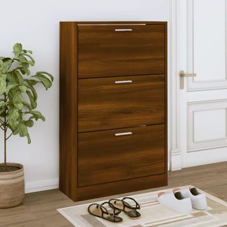 vidaXL Mueble Zapatero Madera Contrachapada Marr&oacute;n Roble 63x24x103 Cm Vidaxl
