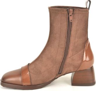 Hispanitas Bruin Combi Bootie - Dames - Laarzen met Hak - Bruin - 36 EU - Schoenen