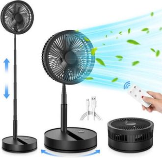 OEM Ventilador De Pedestal Port&aacute;til Con Mando A Distancia, Plegable (23 Cm), Bater&iacute;a Recargable Por Usb, Altura Regulable, 4 Velocidades