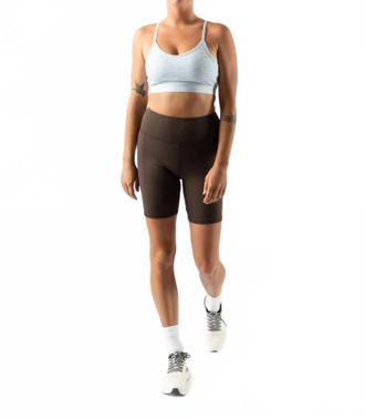 Rabbit Womens Speed Leggy High Rise 7 Shorts In Demitasse Brown