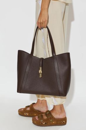 Furla Leather Bag Goccia L, Womens, Brown