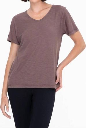 Mono B Womens Venice V Neck Top In Deep Taupe