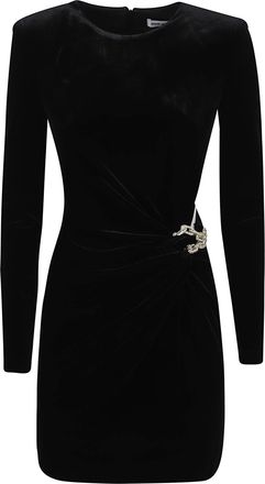 Self Portrait Black Velvet Embellished Mini Dress
