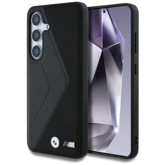 BMW Funda Bmw De Cuero Con Rayas Extragrandes Y Magsafe Para Samsung Galaxy S25 Negra