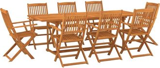 vidaXL Set Comedor De Jard&iacute;n 9 Piezas Madera Maciza Acacia 220x90x75cm Vidaxl