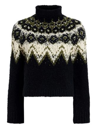 Proenza Schouler Lizzy fairisle-pattern turtleneck sweater - women - Cotton/Polyamide/Wool - L - Black