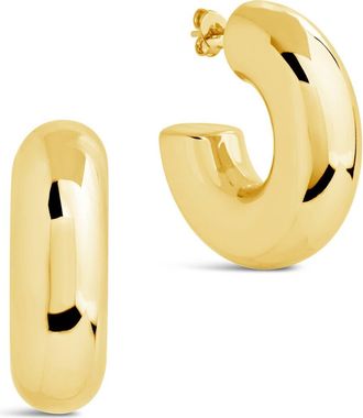 Sterling Forever Wynonna Tube Hoop Earrings in Gold at Nordstrom Rack