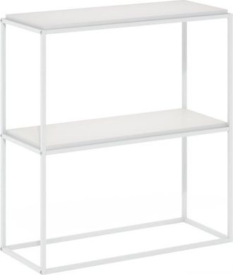 Furinno Moretti Modern Lifestyle Wide Stackable Shelf, 2-Tier, Solid White/White