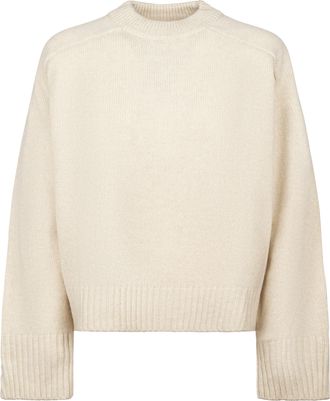 SOEUR Ribbed Merino Wool Cropped Sweater with Thumbholes