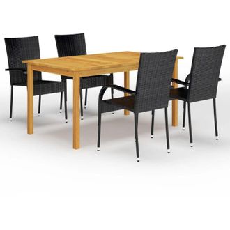 vidaXL Juego De Comedor Para Jard&iacute;n 5 Piezas Negro Vidaxl