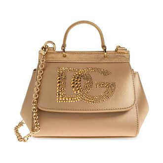 Dolce & Gabbana Tassen, Dames, Geel, ONE Size, Leer, Sicily Mini Handtas
