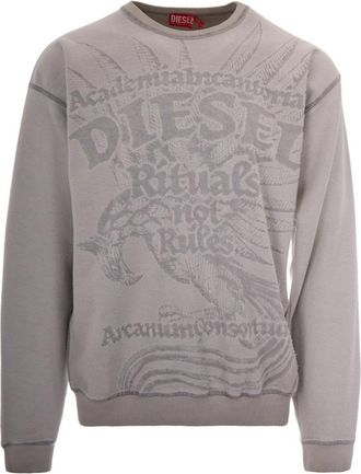 Diesel S-Aron-Raw Sweatshirt - Heren - Sweatshirts - Grijs - S - Katoen - Hoodies & sweatvesten