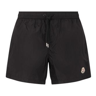 Moncler Pantaloncini da mare con patch logo - - Swimwear - Uomo - Nero - S