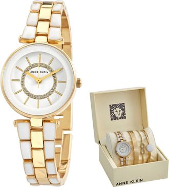 Anne Klein Quartz Glossy White Dial Ladies Watch and Bracelet Set AK/3286WTST