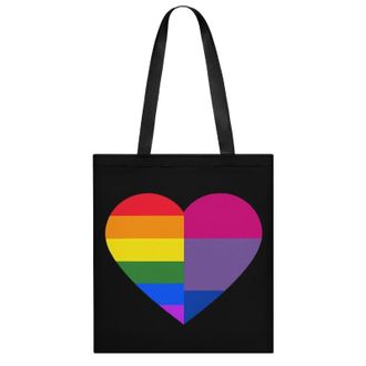 Generic LGBT Rainbow And Bisexual Flag Heart Womens Tote Casual Shopping Bag Lightweight Shoulder Bags Hobos Handbag for Work Travel Daily 35x40cm