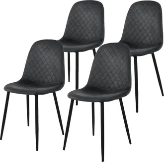 ML Design Juego De 4x Sillas De Comedor Antracita Con Respaldo Asiento Ergon&oacute;mico Acolchado Tapizado De Terciopelo Con Patas De Metal Sill&oacute;n De Dise&ntilde;o Moderno P