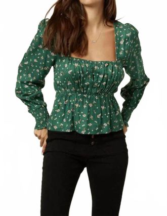 O'Neill Colette Floral Long Sleeve Top In Emerald Green