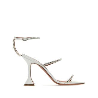 Amina Muaddi Embellished Ankle Strap Sandals