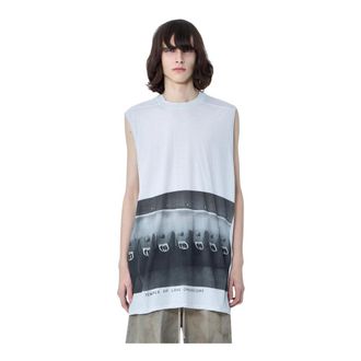 Rick Owens Sleeveless Tops, male, Gray, Size: M Sleeveless Graphic Top