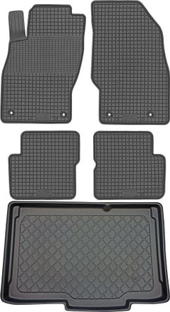OEM Opel Corsa E Hatchback De 12/2014 A 05/2019 Set - Alfombrillas De Goma Para Coche + Alfombrilla Para Maletero