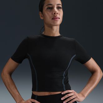 Nike Womens One Fitted Dri-FIT Short-Sleeve Top in Black | HM9637-010